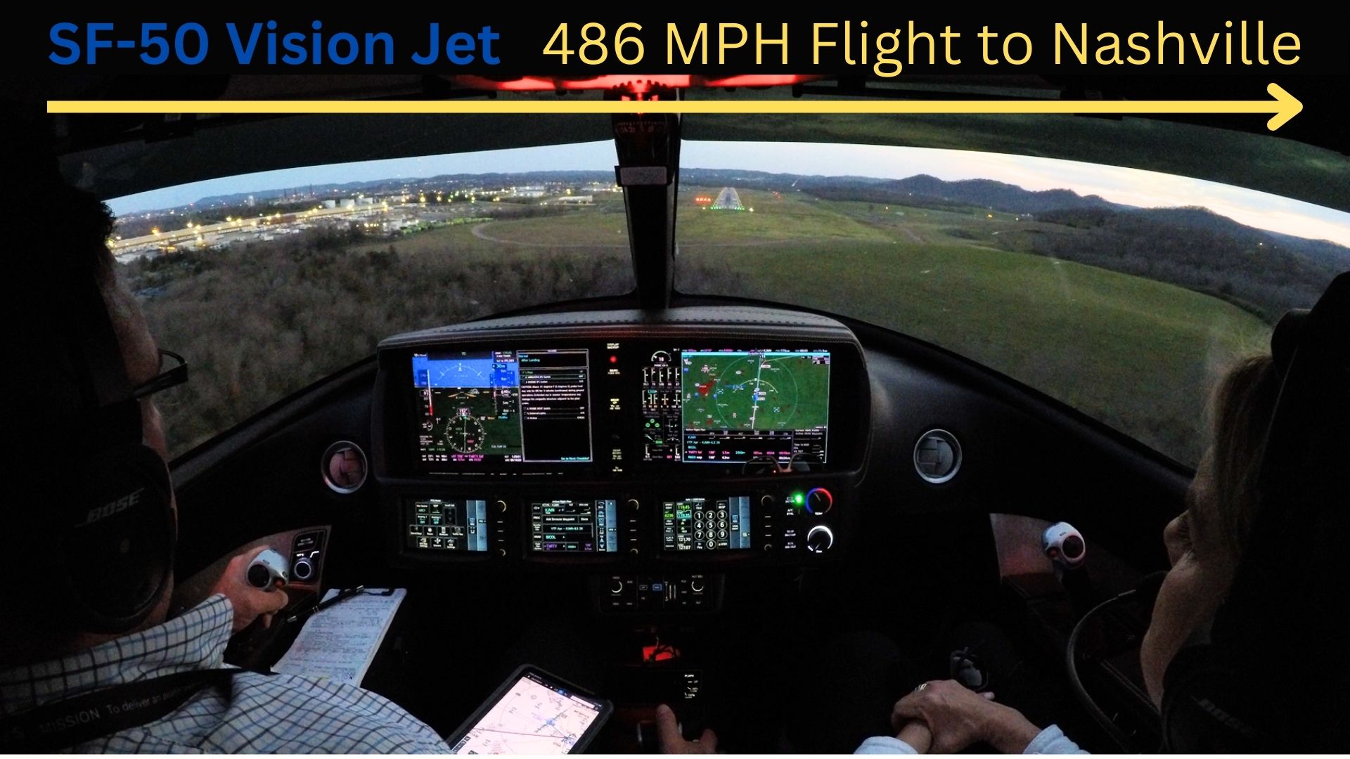 486 MPH Cirrus Vision Jet Flight into Music City (Nashville)
